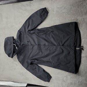 Old Navy Rain Jacket Women's XS Black Long Hooded Zip Pockets Water-Resistant